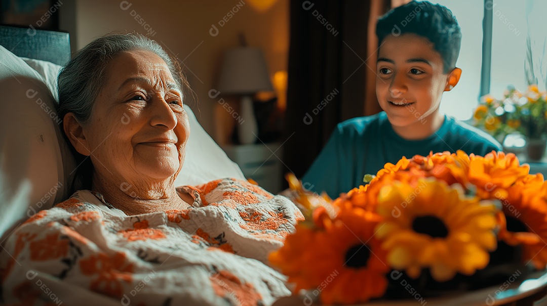 Mãe idosa ao lado de sua filha