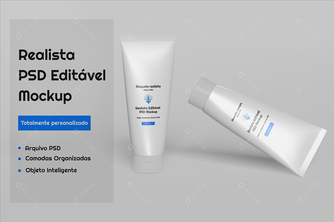 Tubo Cosmético Mockup PSD Editável
