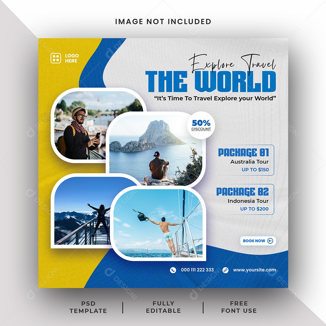 Explore o Mundo Conosco Social Media PSD Editável