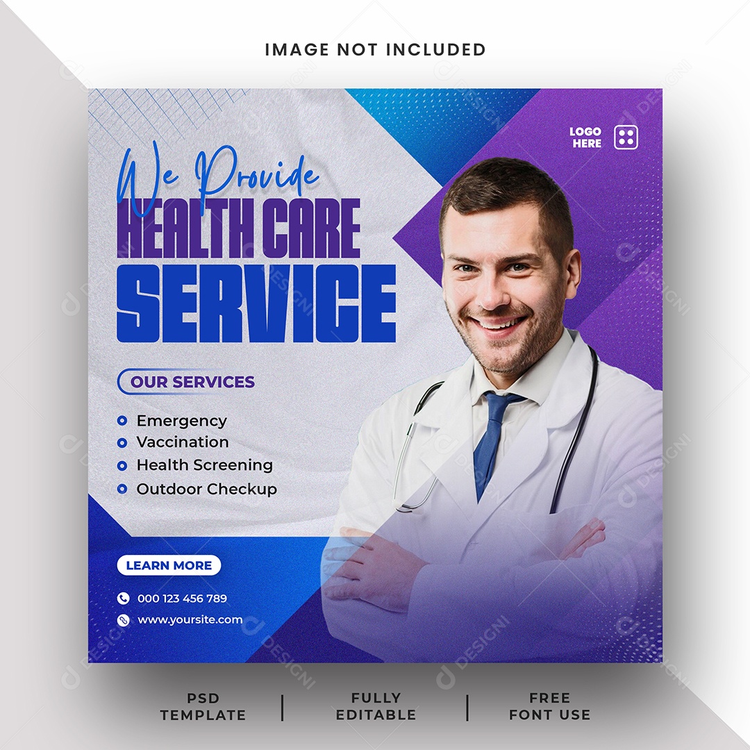 Clínica Médica Serviço de Saúde Social Media PSD Editável