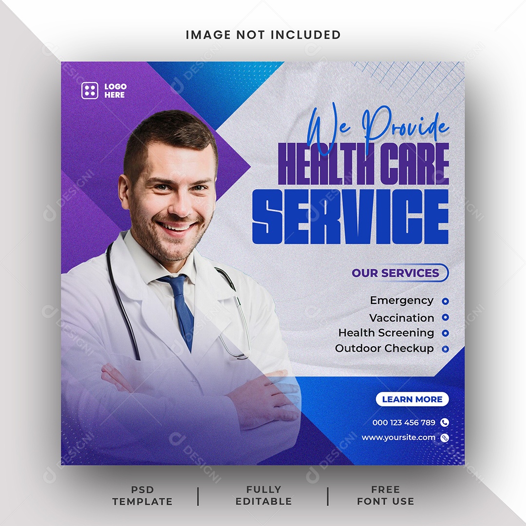 Clínica Médica Serviço de Saúde Social Media PSD Editável