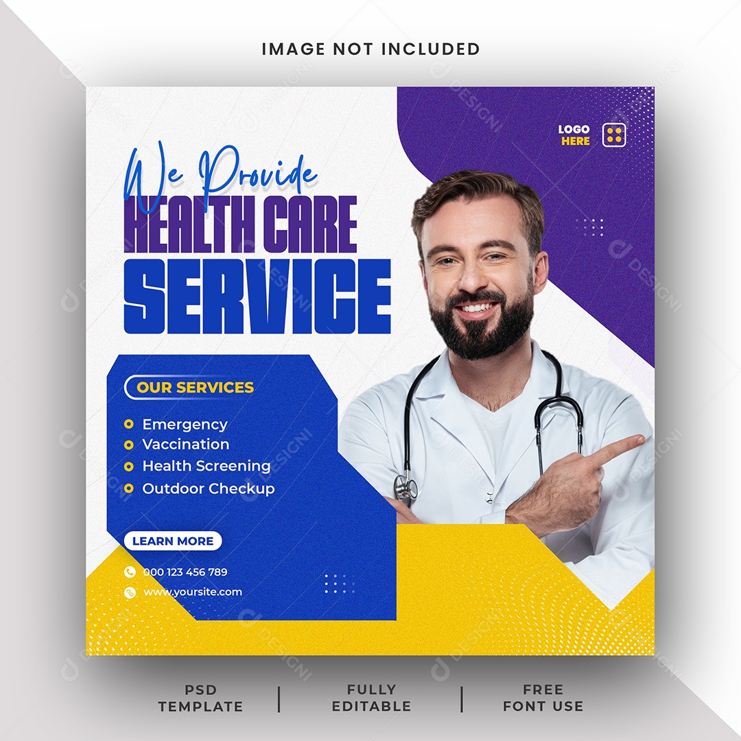 Clínica Médica o Melhor Serviço de Saúde Social Media PSD Editável