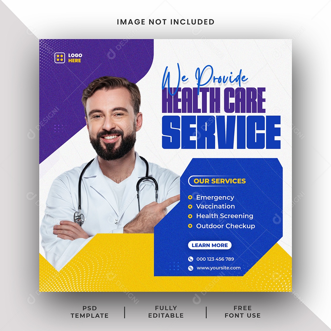 Clínica Médica o Melhor Serviço de Saúde Social Media PSD Editável