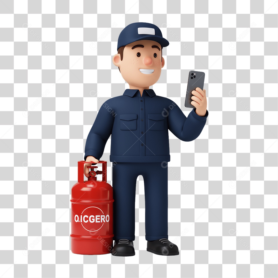 Personagem Entregador de Gás PNG Transparente