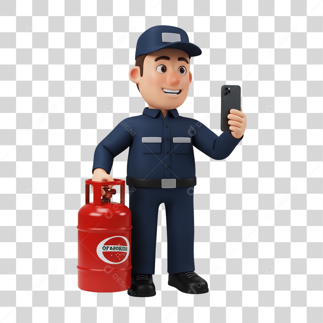 Personagem Entregador de Gás PNG Transparente