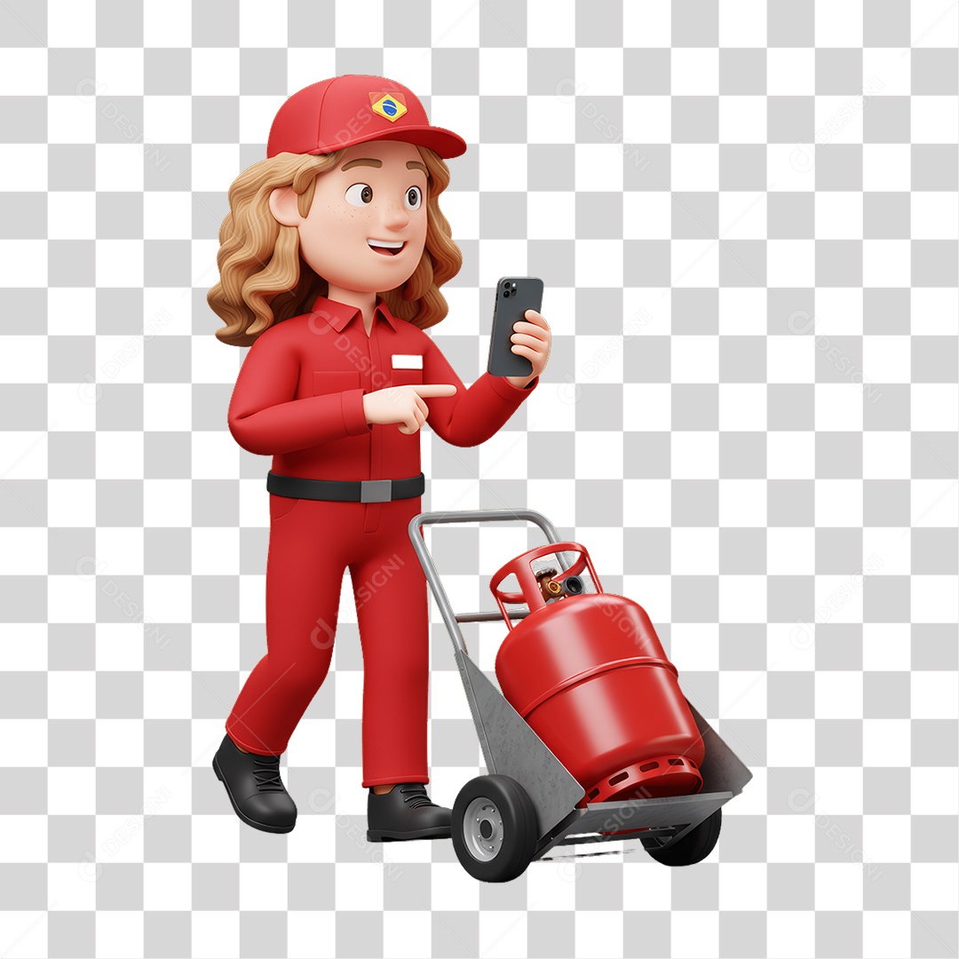 Personagem Entregadora de Gás PNG Transparente
