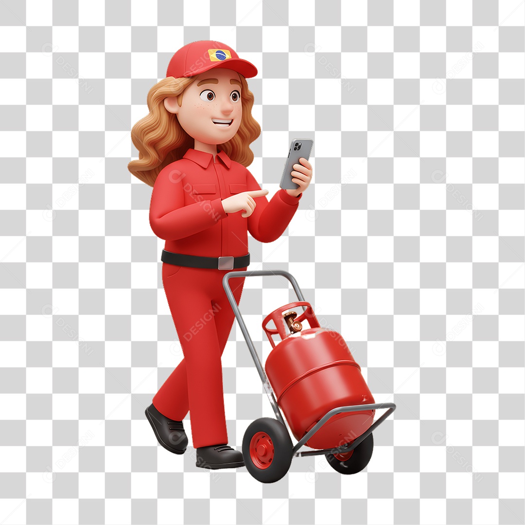 Personagem Entregadora de Gás PNG Transparente