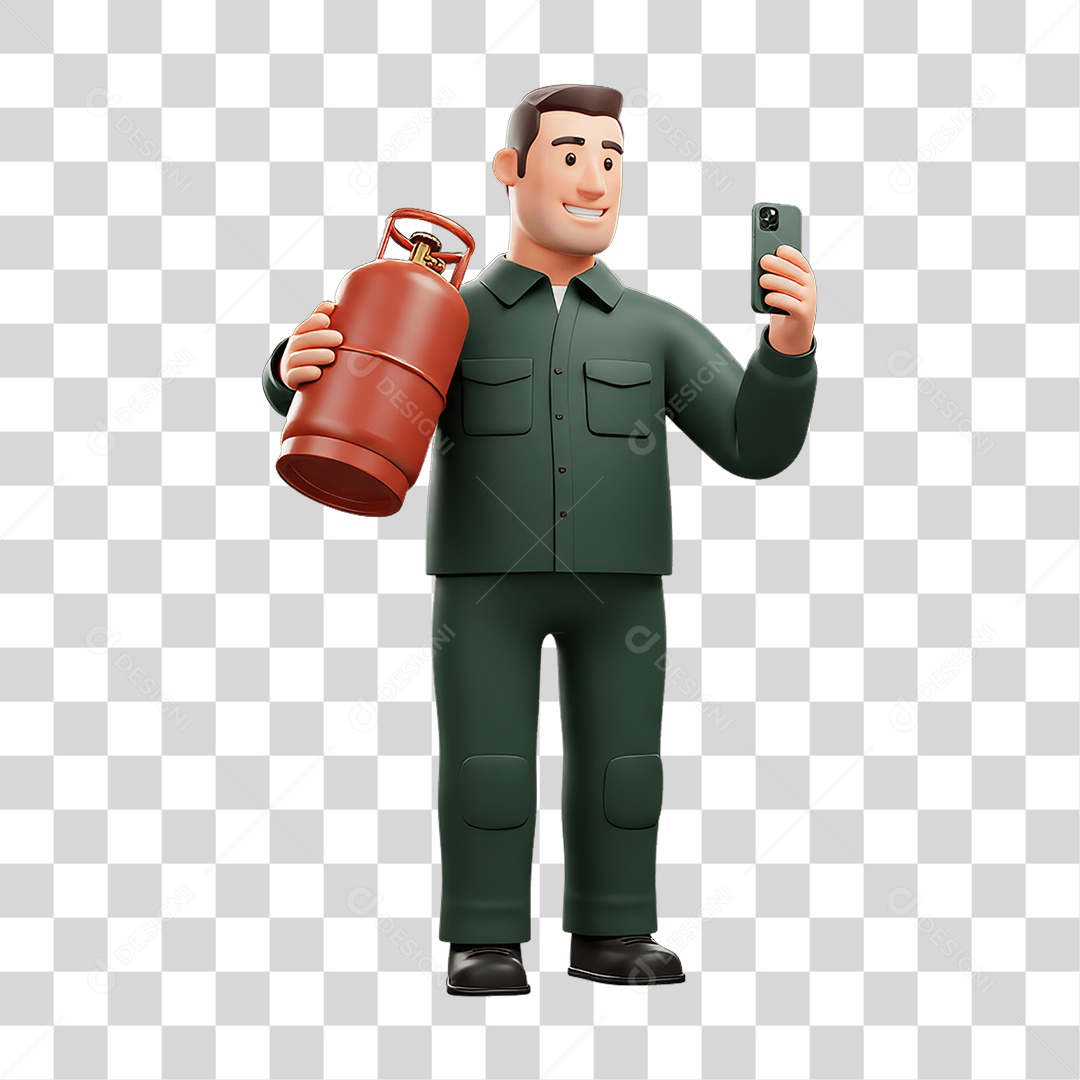 Personagem Entregador de Gás PNG Transparente