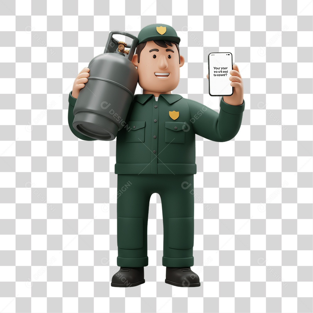 Personagem Entregador de Gás PNG Transparente
