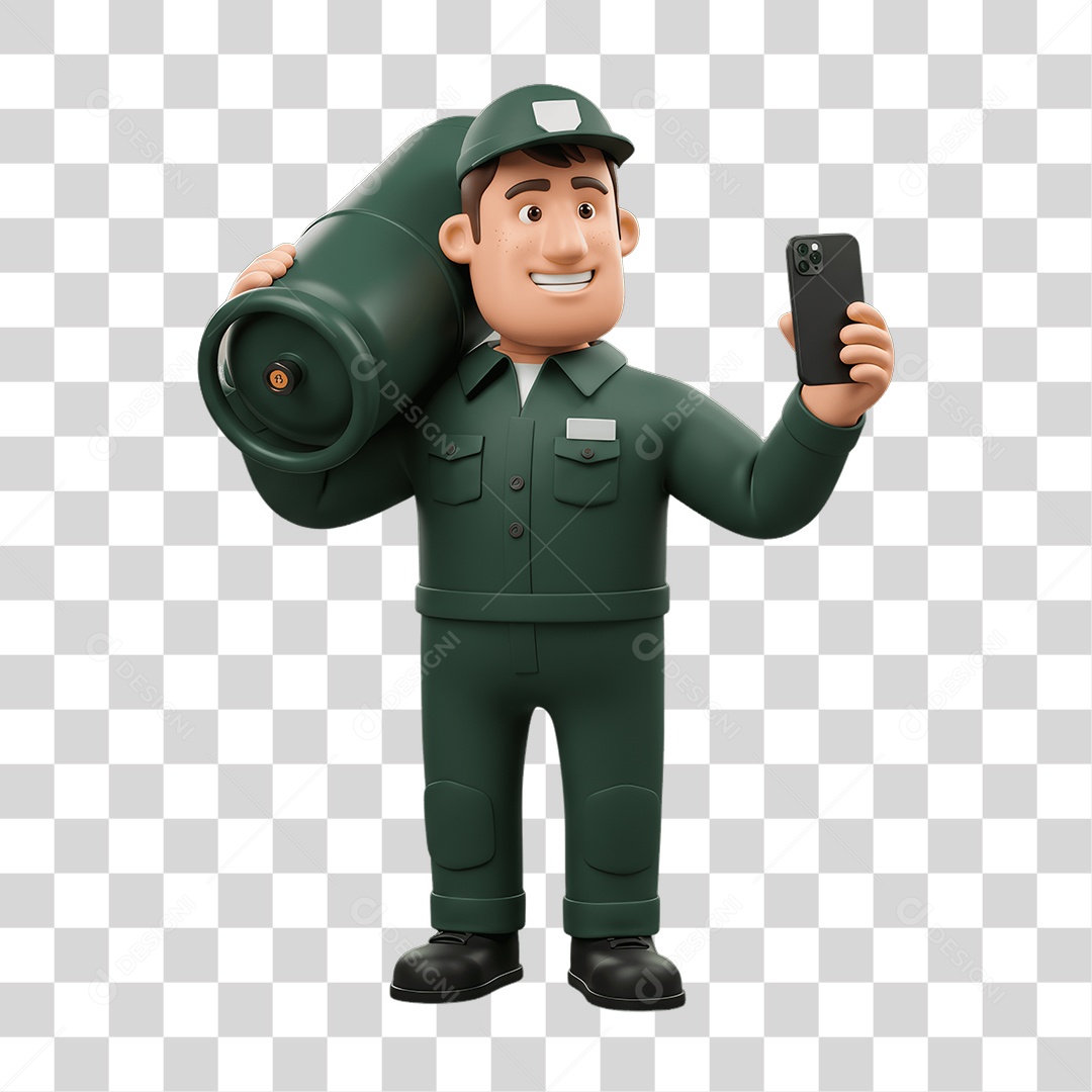 Personagem Entregador de Gás PNG Transparente