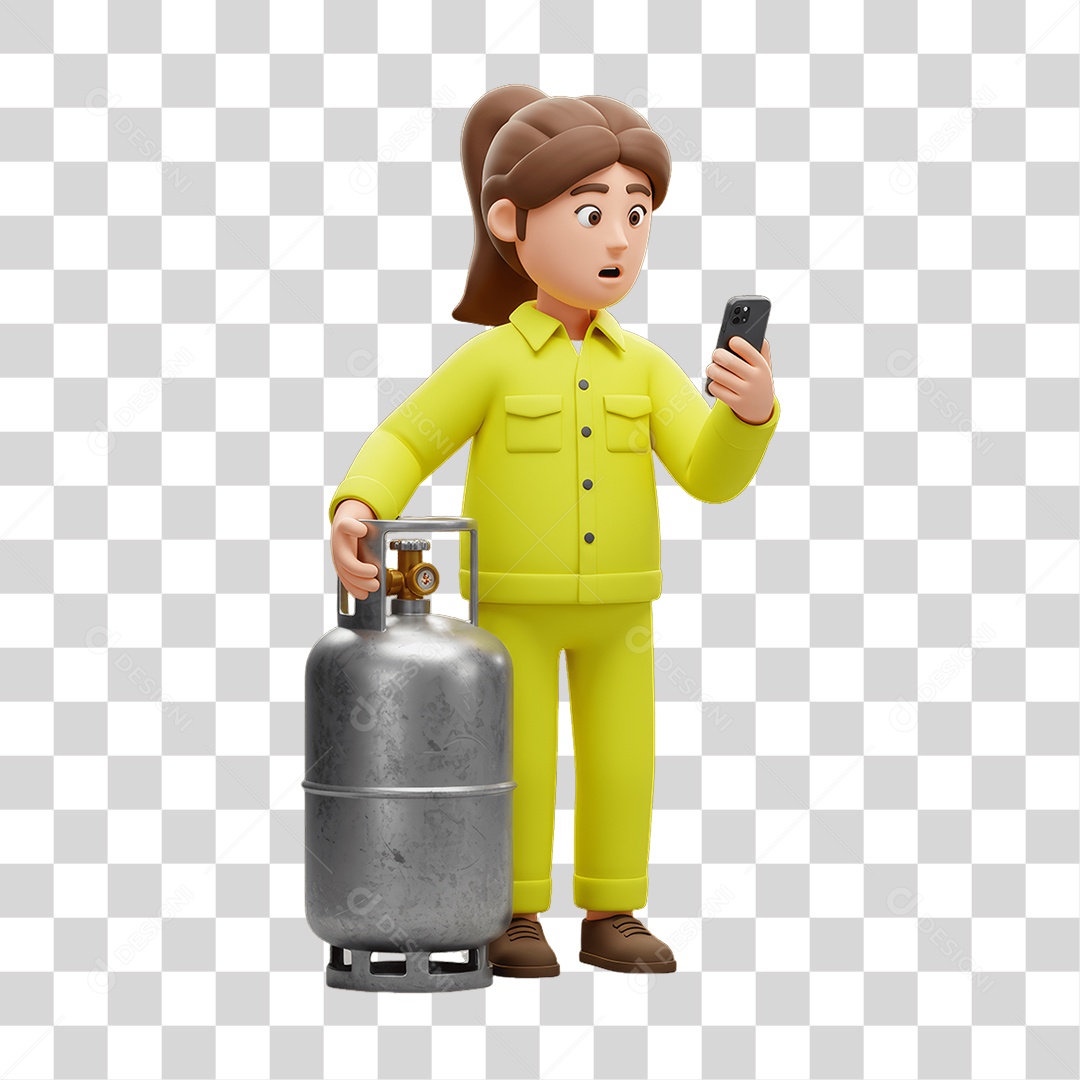 Personagem Entregadora de Gás PNG Transparente