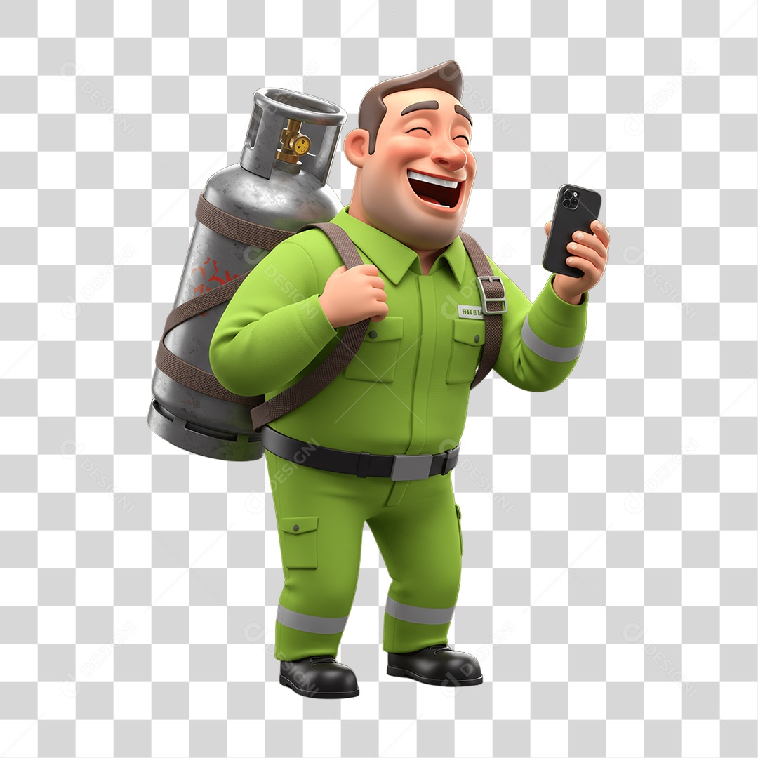 Personagem Entregador de Gás PNG Transparente