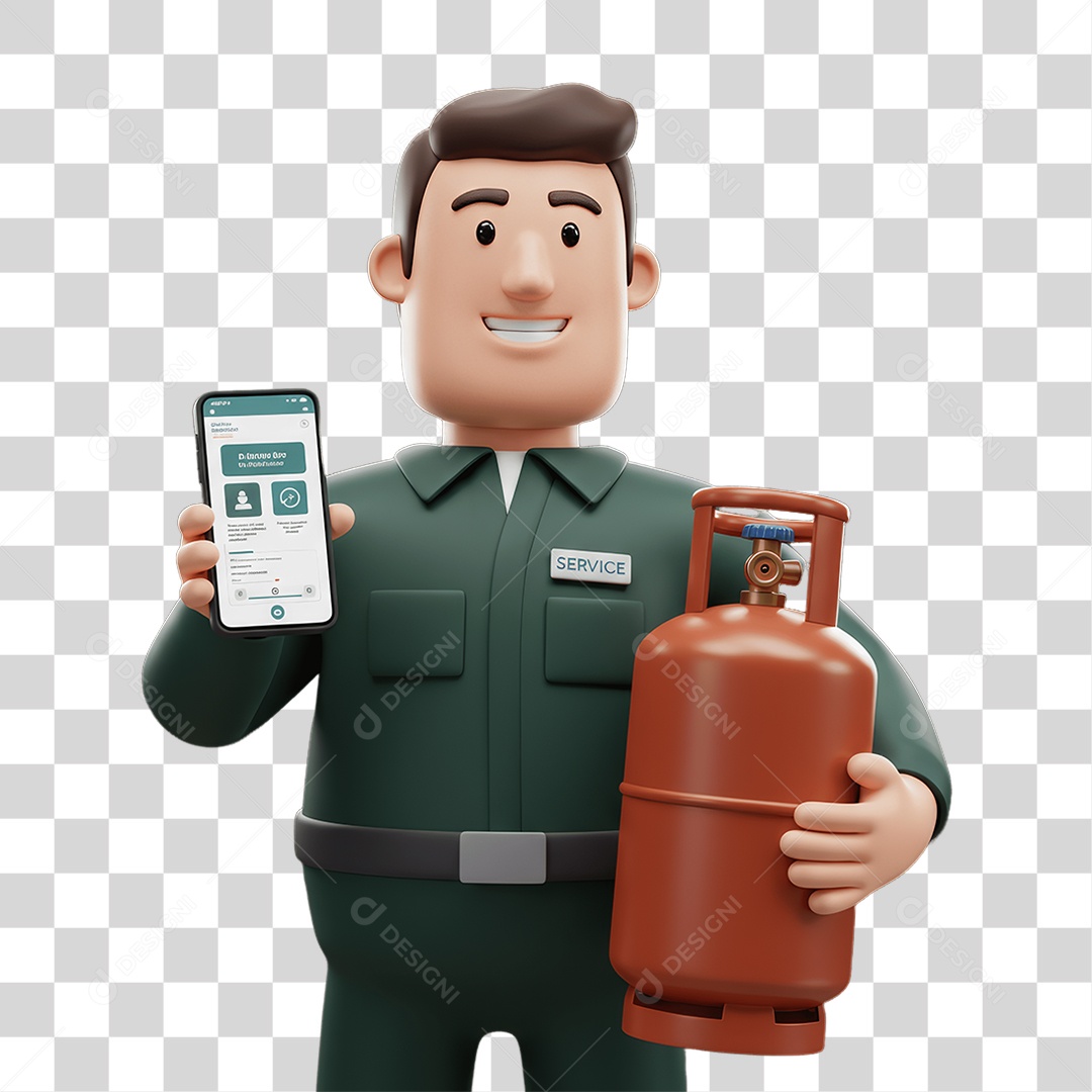 Personagem Entregador de Gás PNG Transparente