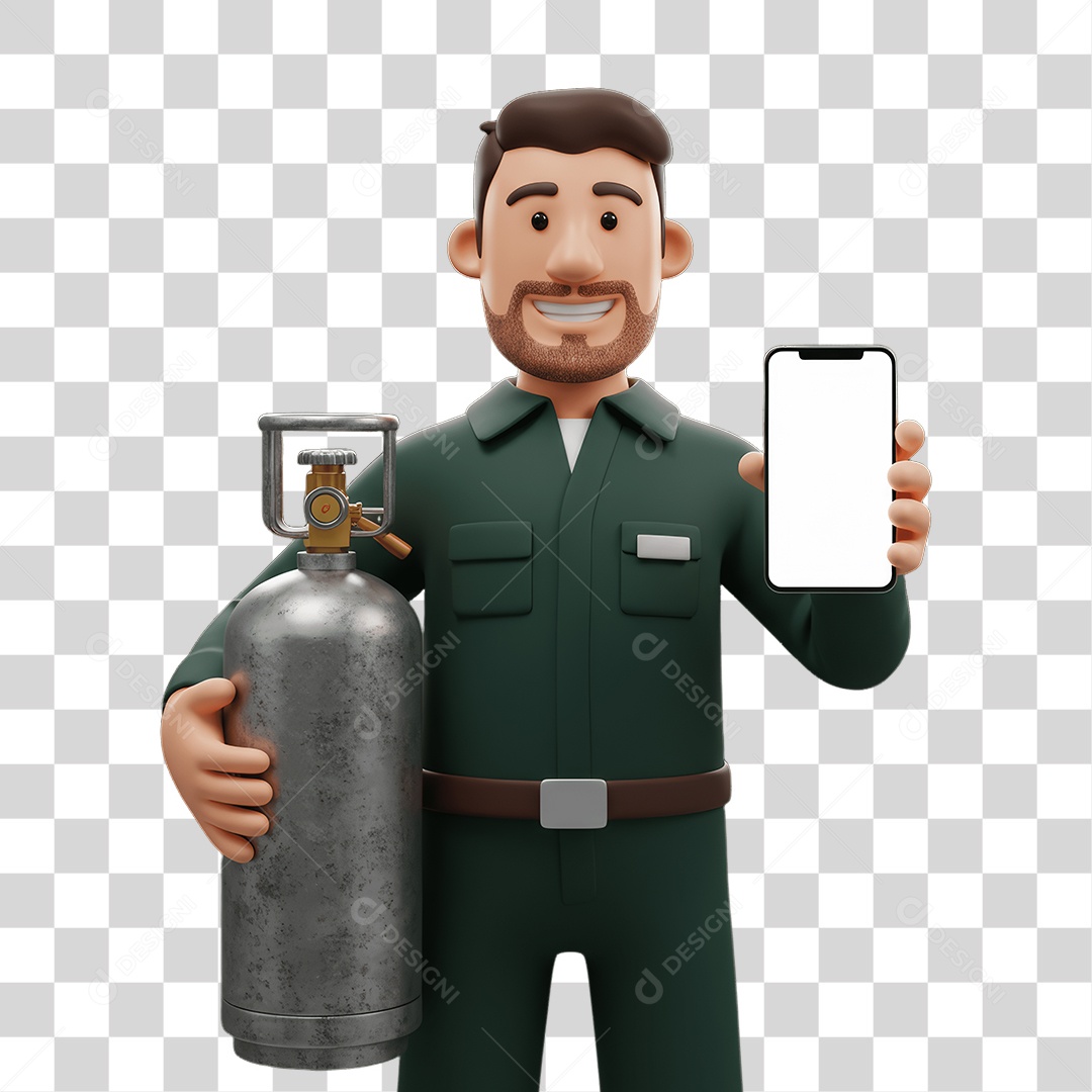 Personagem Entregador de Gás PNG Transparente