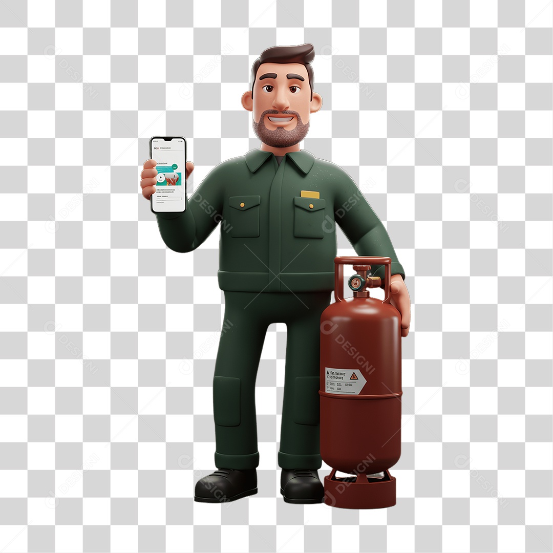 Personagem Entregador de Gás PNG Transparente