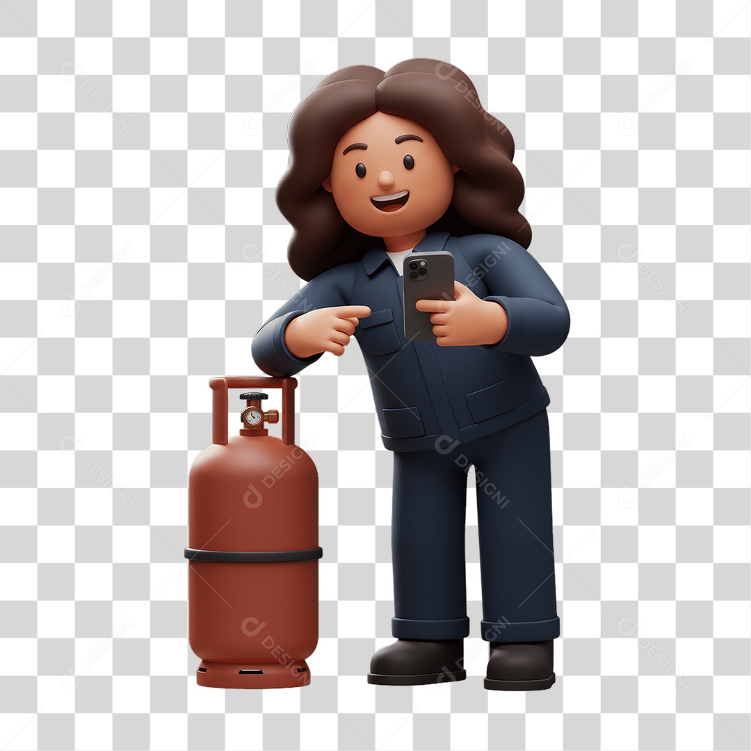 Personagem Entregadora de Gás PNG Transparente