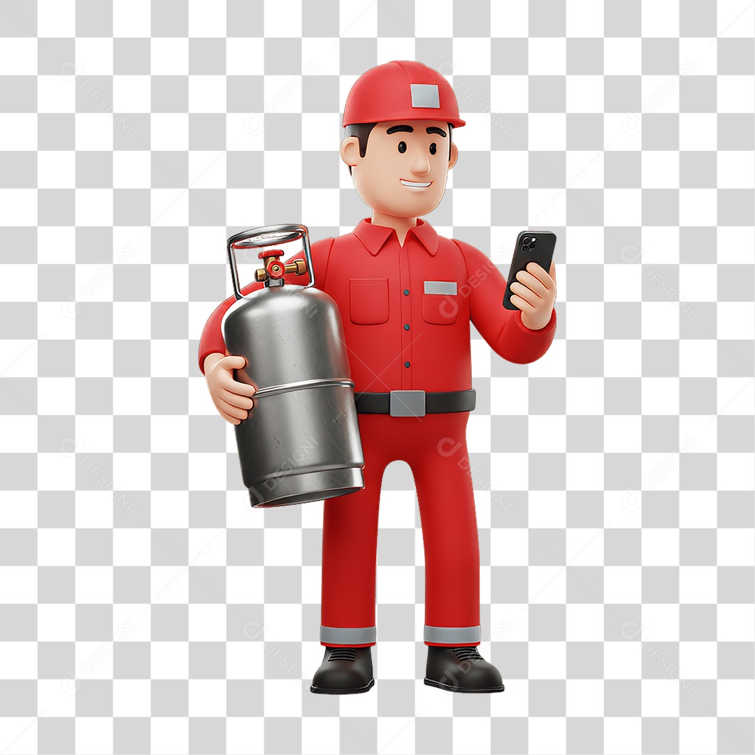 Personagem Entregador de Gás PNG Transparente