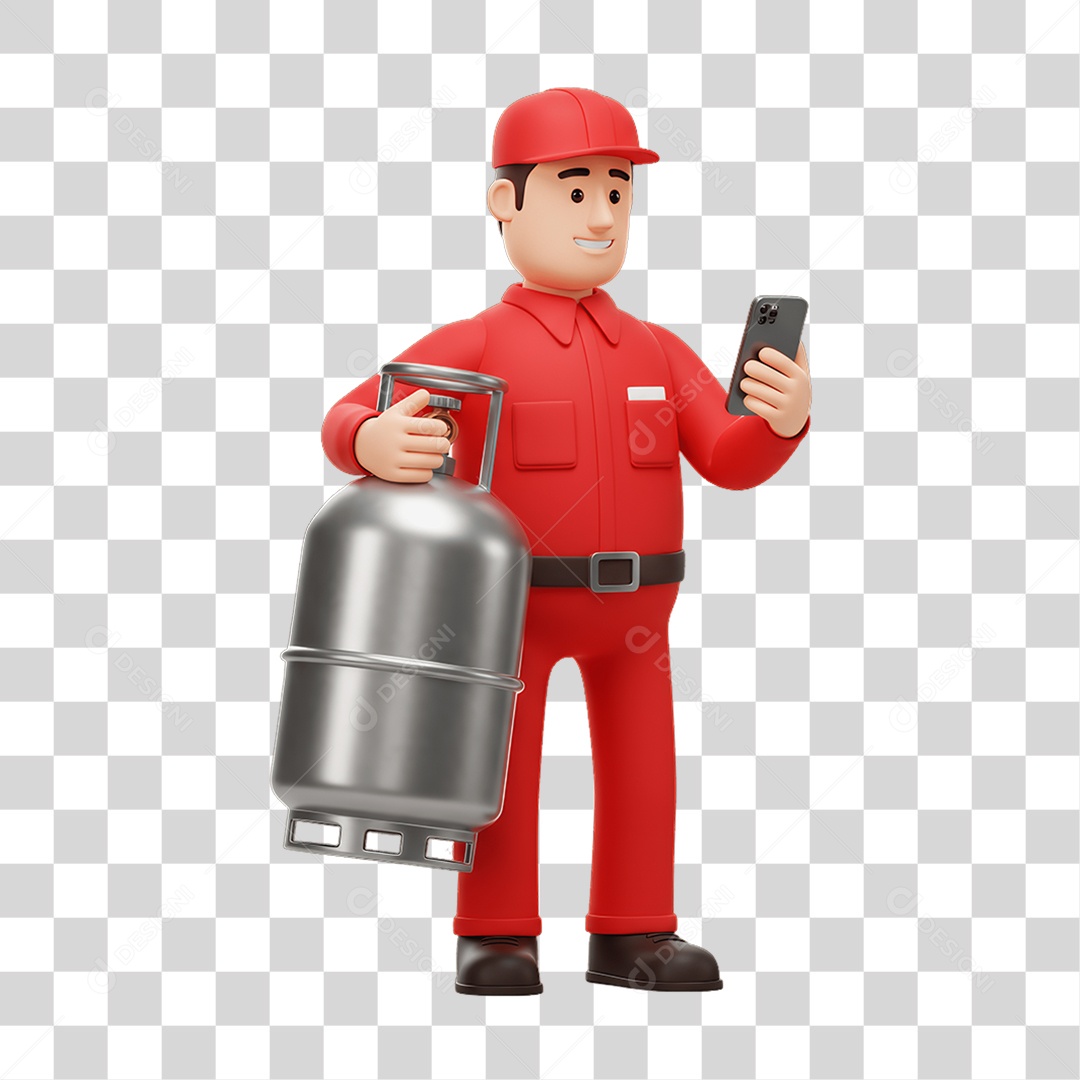 Personagem Entregador de Gás PNG Transparente