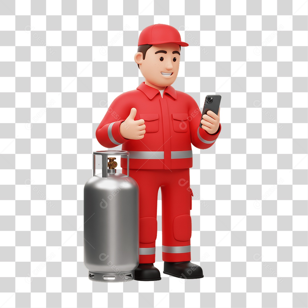 Personagem Entregador de Gás PNG Transparente