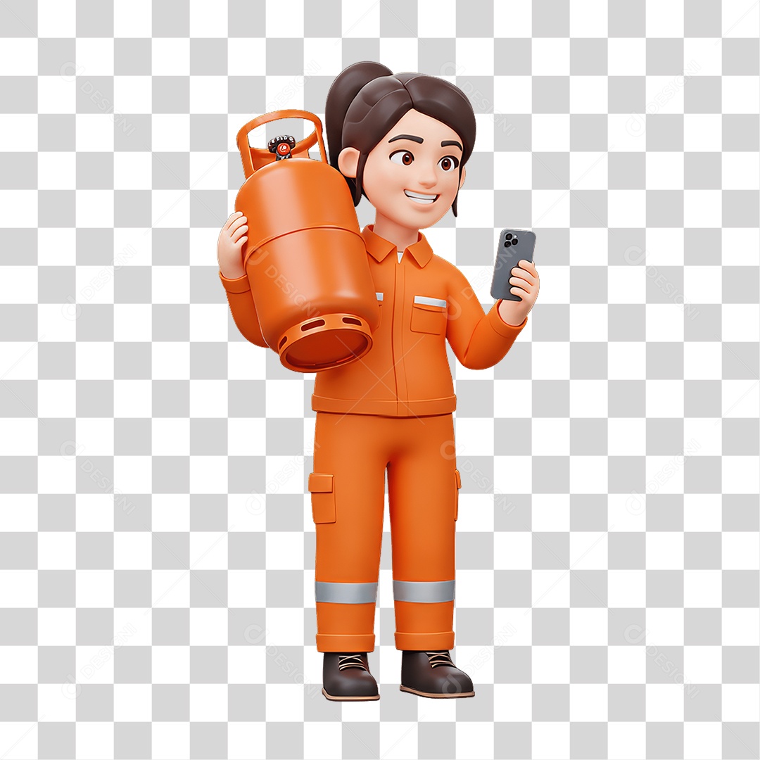 Personagem Entregadora de Gás PNG Transparente
