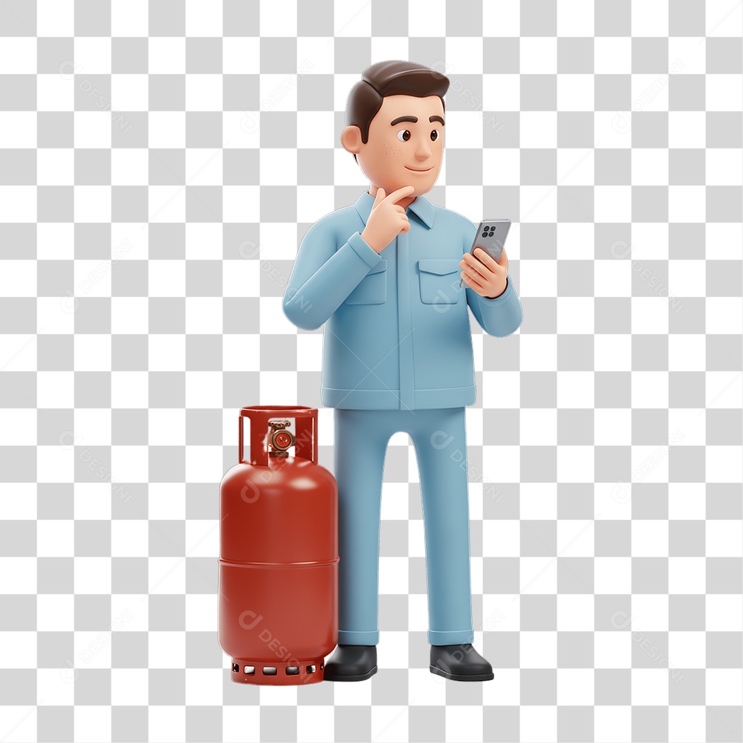 Personagem Entregador de Gás PNG Transparente