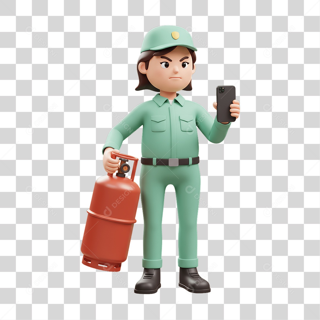 Personagem Entregadora de Gás PNG Transparente