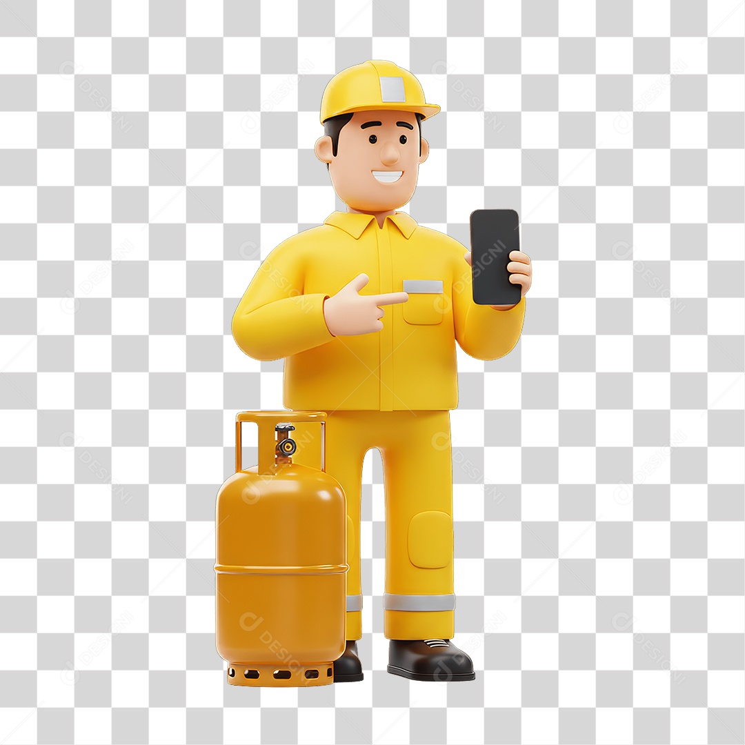 Personagem Entregador de Gás PNG Transparente