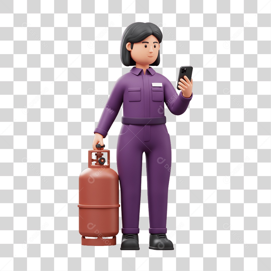 Personagem Entregadora de Gás PNG Transparente