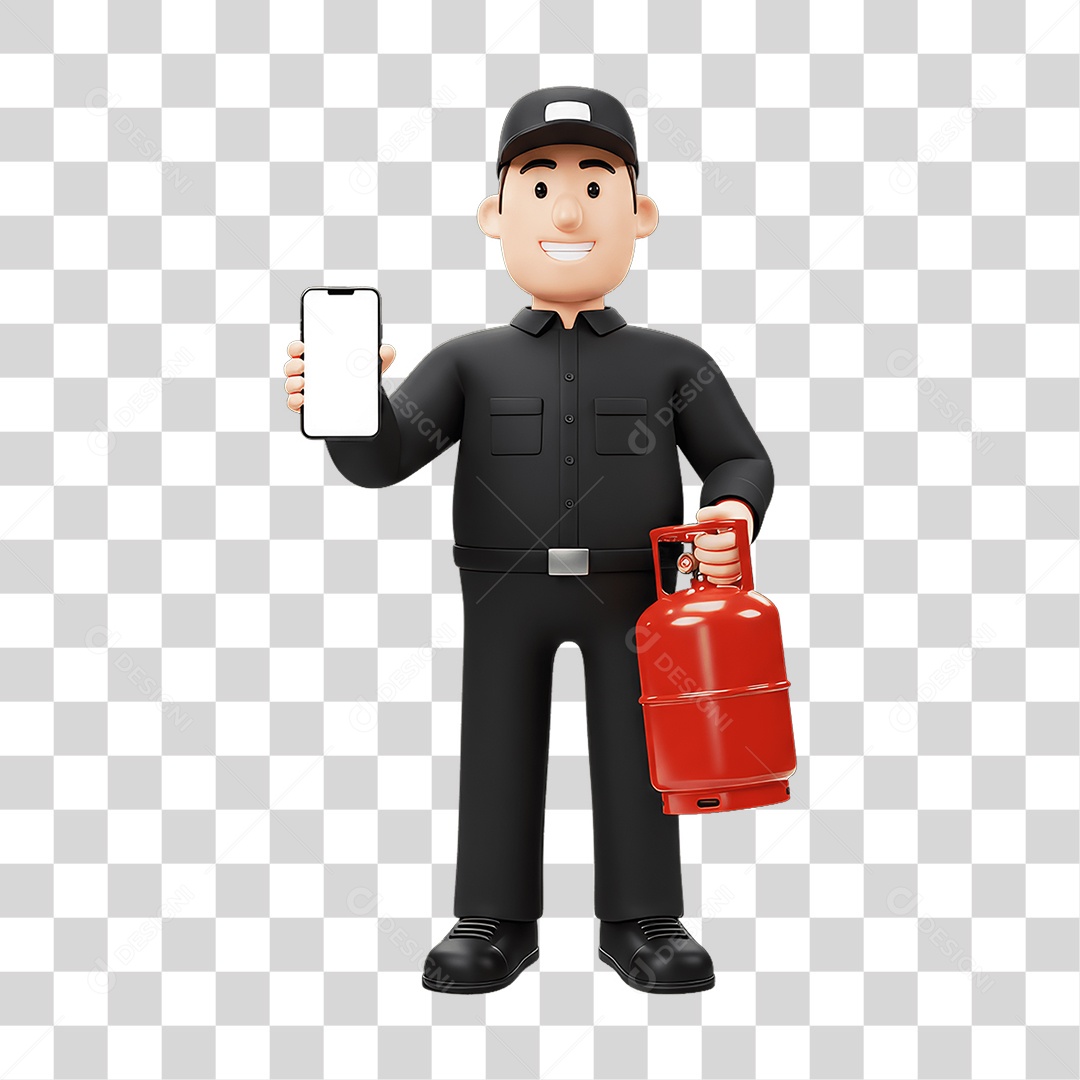 Personagem Entregador de Gás PNG Transparente