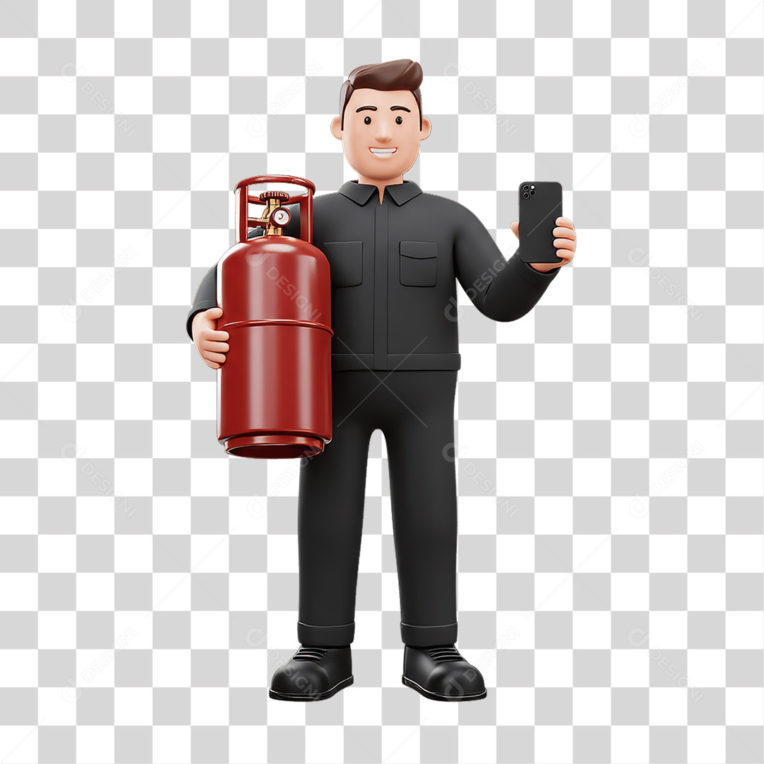 Personagem Entregador de Gás PNG Transparente