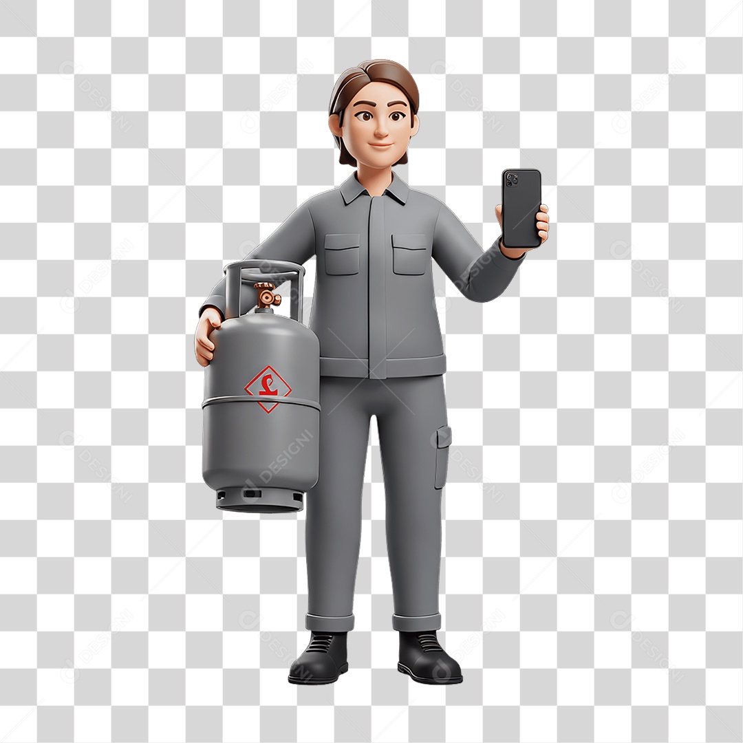 Personagem Entregadora de Gás PNG Transparente