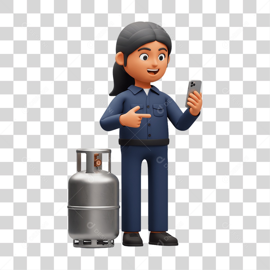 Personagem Entregadora de Gás PNG Transparente