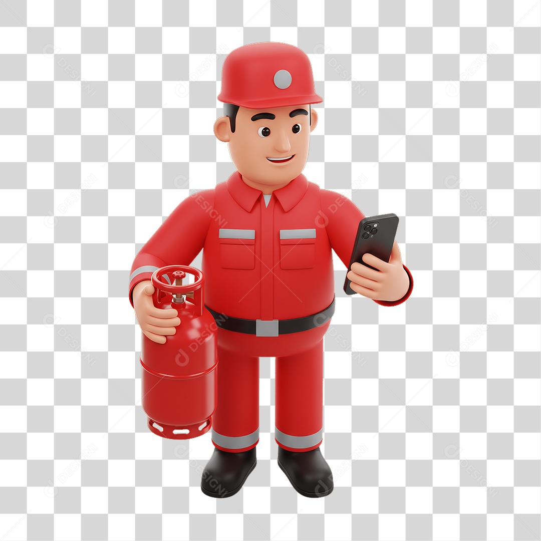 Personagem Entregador de Gás PNG Transparente