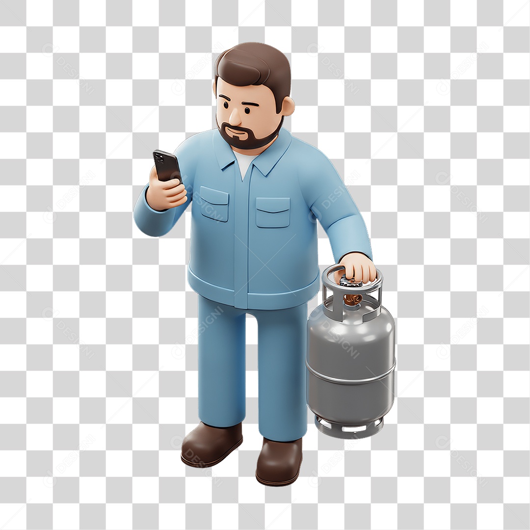 Personagem Entregador de Gás PNG Transparente