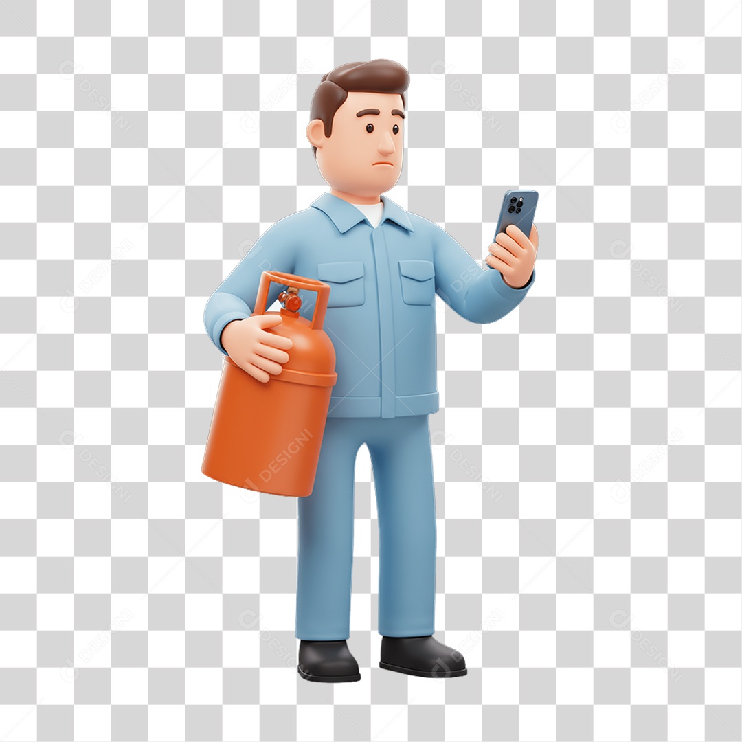 Personagem Entregador de Gás PNG Transparente