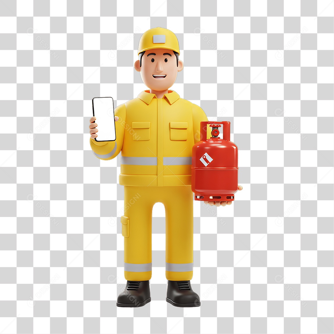 Personagem Entregador de Gás PNG Transparente