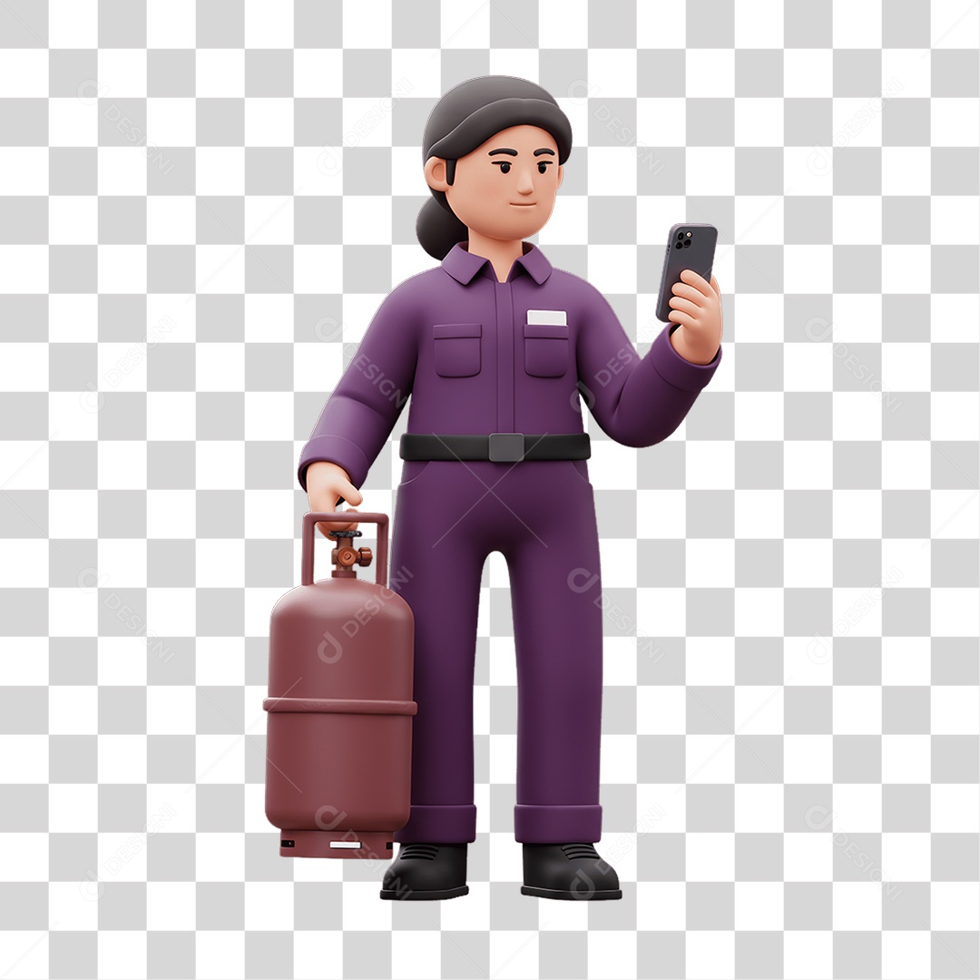 Personagem Entregadora de Gás PNG Transparente