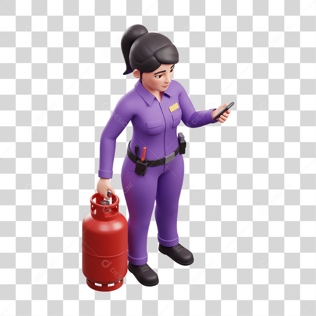 Personagem Entregadora de Gás PNG Transparente