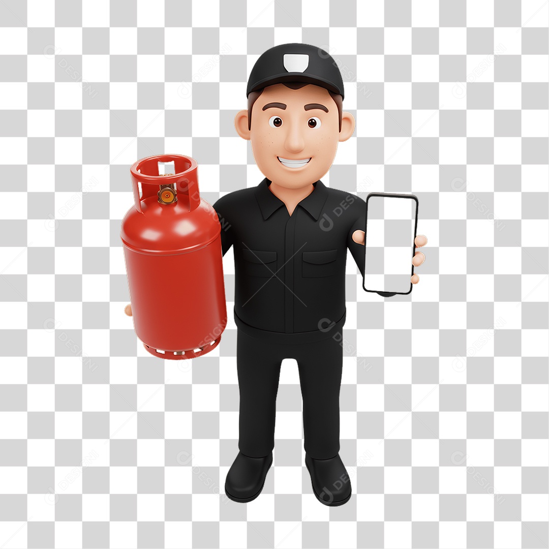 Personagem Entregador de Gás PNG Transparente