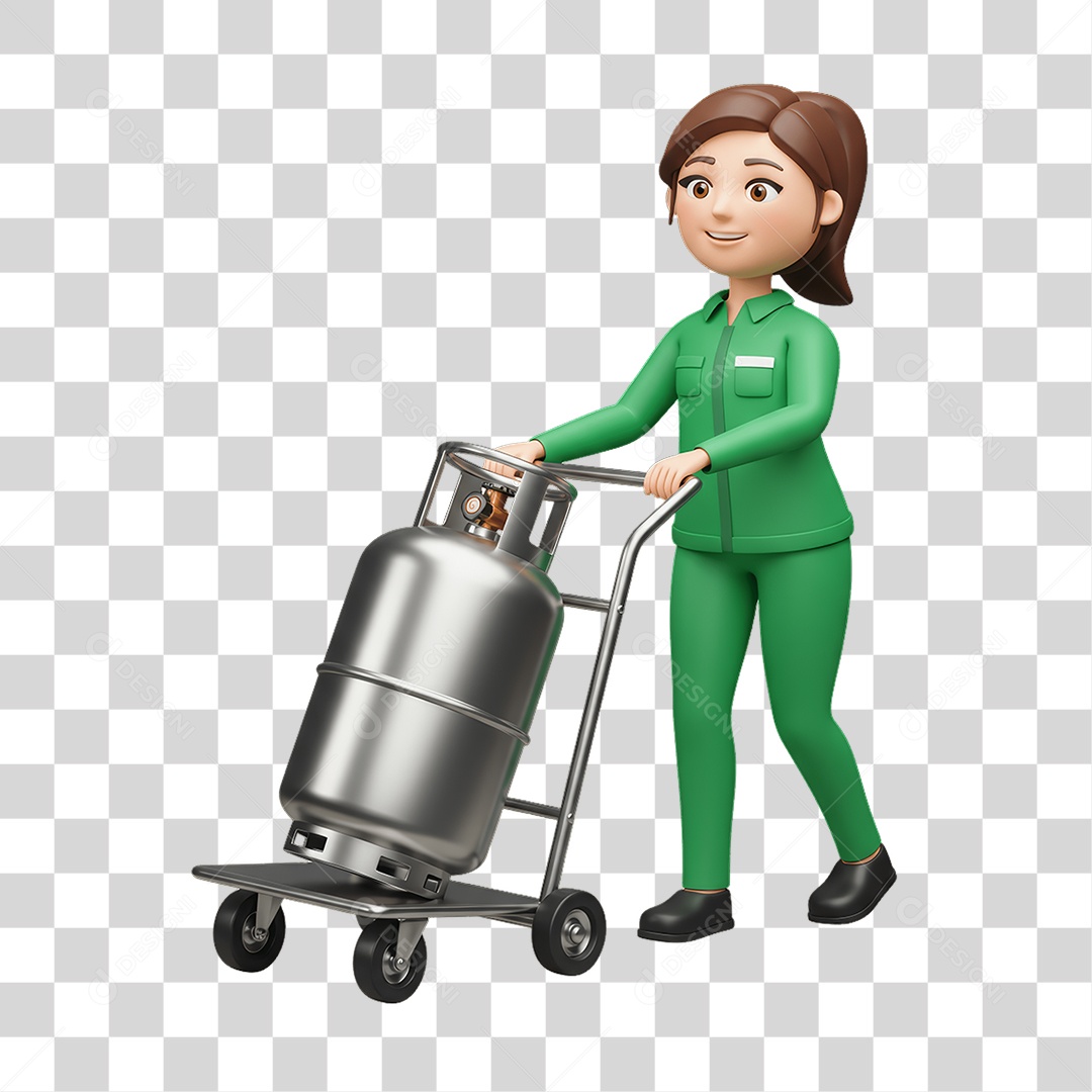 Personagem Entregadora de Gás PNG Transparente
