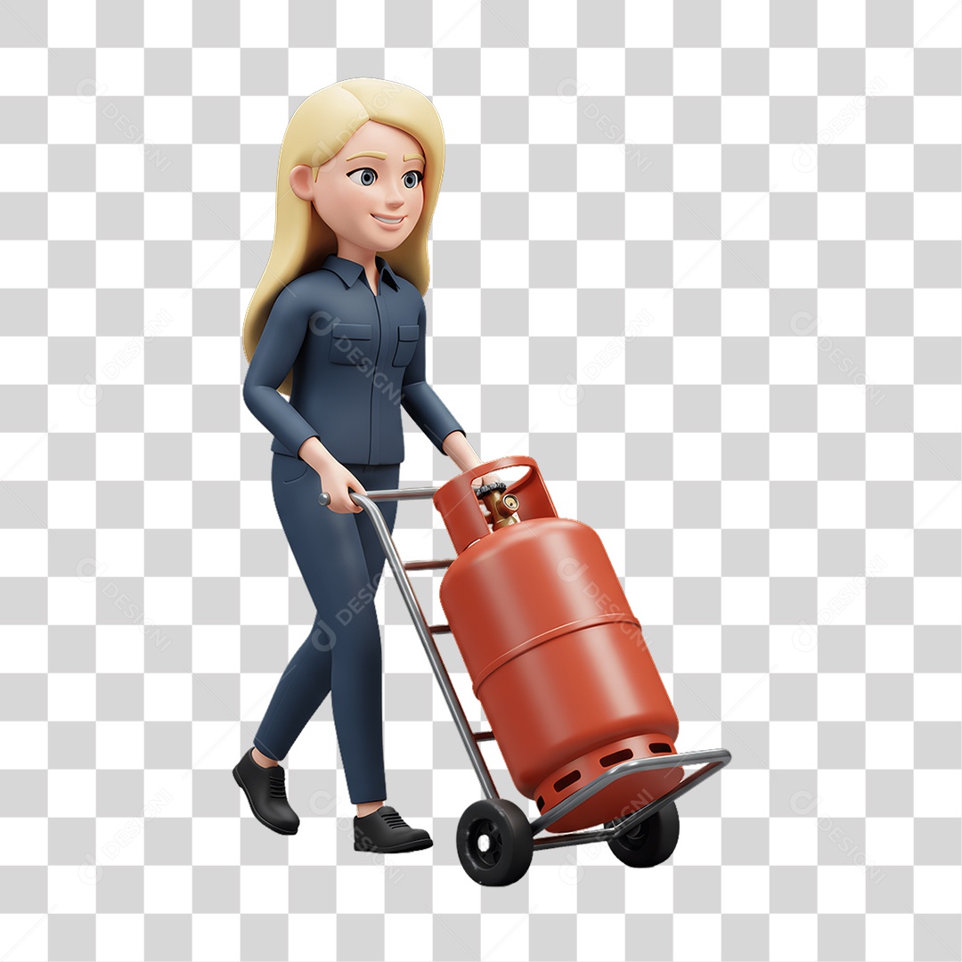 Personagem Entregadora de Gás PNG Transparente