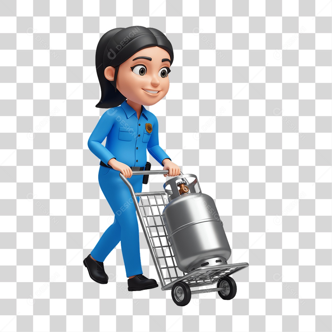 Personagem Entregadora de Gás PNG Transparente