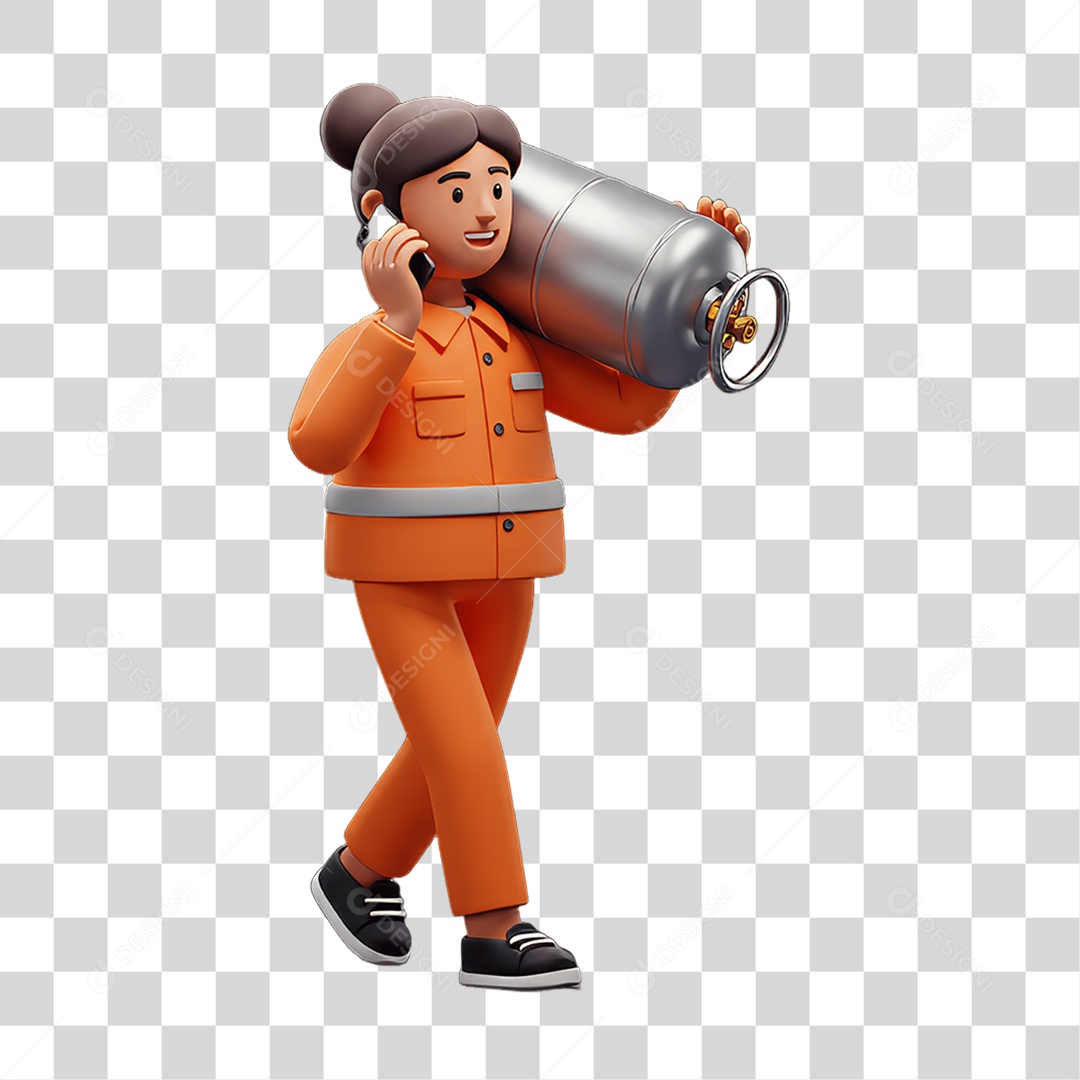 Personagem Entregadora de Gás PNG Transparente