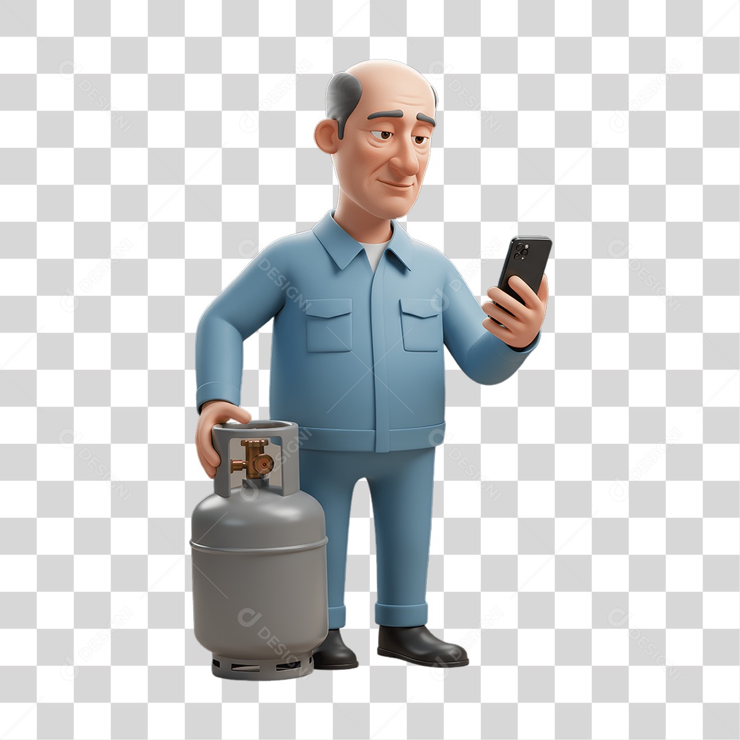 Personagem Entregador de Gás PNG Transparente