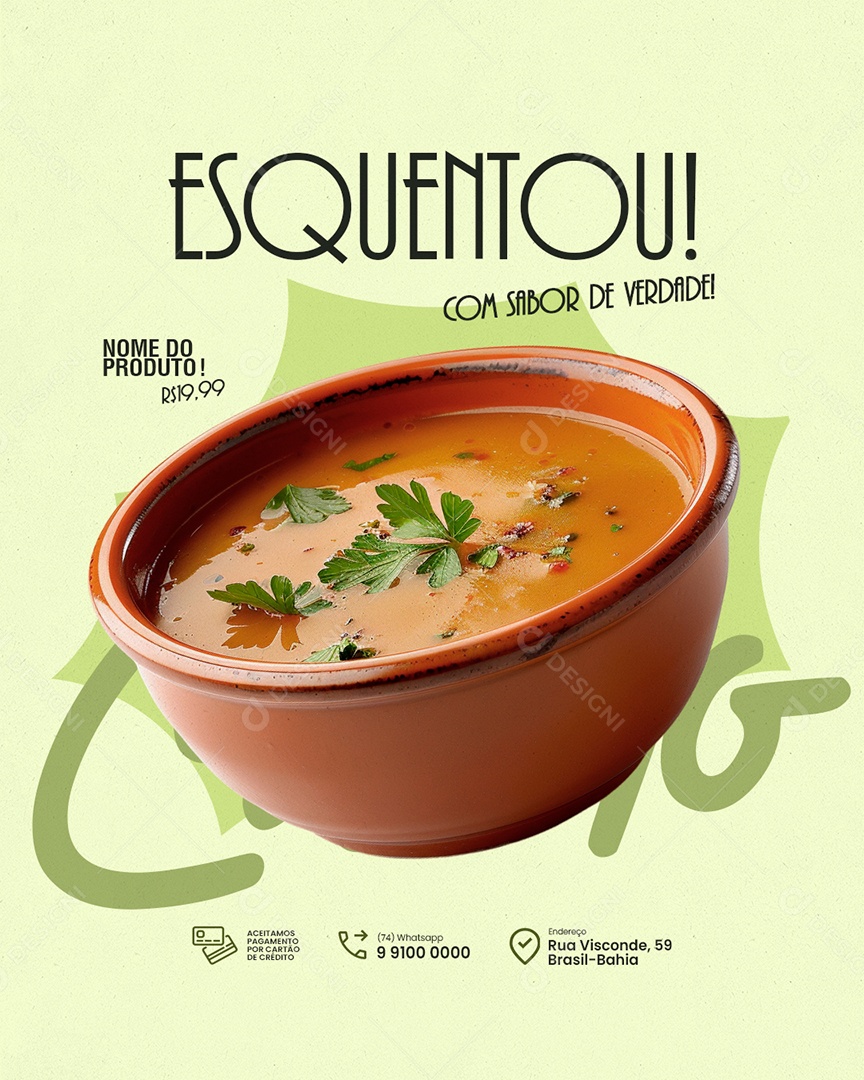 Caldos Esquentou com Sabor de Verdade Social Media PSD Editável