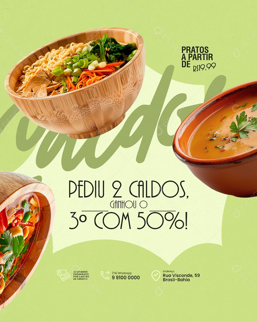 Caldos Pediu Dois Caldos Ganhou o Terceiro Social Media PSD Editável