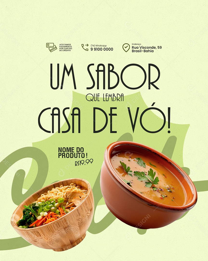 Caldos Um Sabor Quem Lembra Casa de Vó Social Media PSD Editável