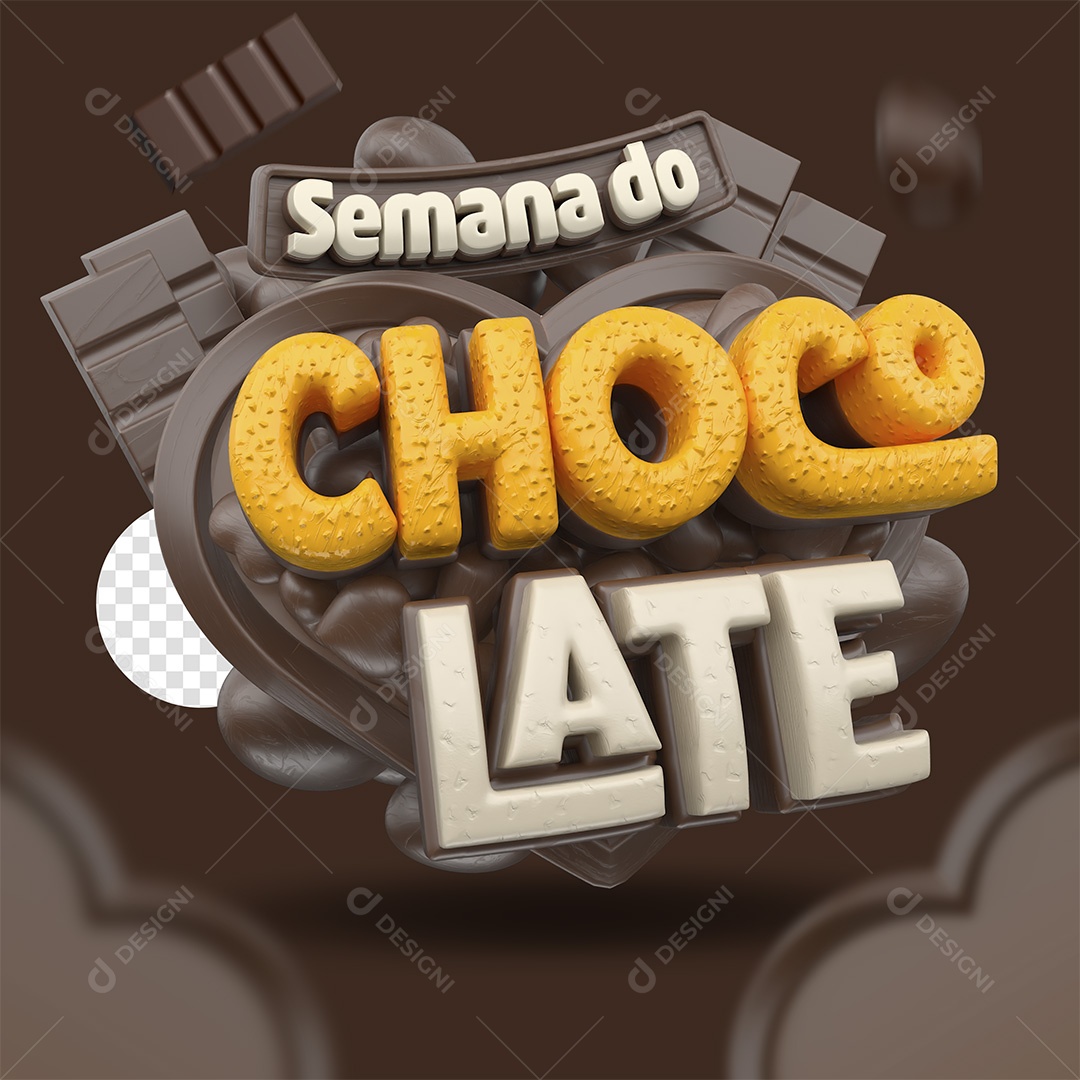 Semana do Chocolate Selo 3D Marrom e Branco para Composição PSD