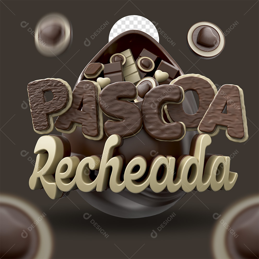 Páscoa Recheada Selo 3D Marrom para Composição PSD