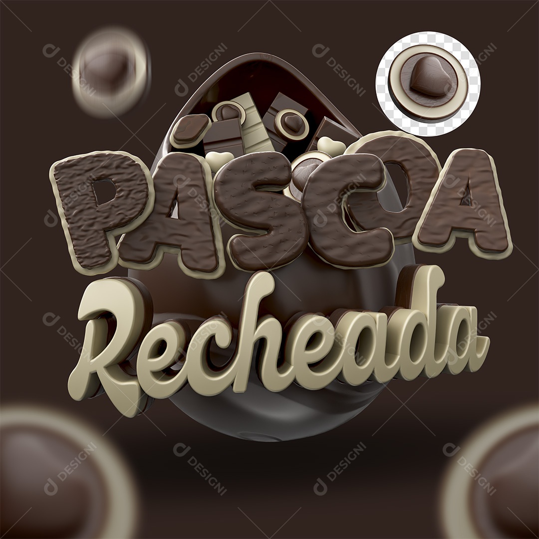 Páscoa Recheada Selo 3D Marrom para Composição PSD